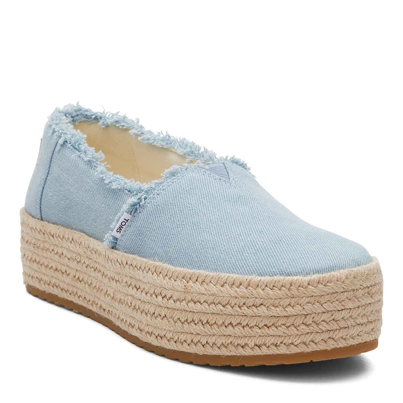 TOMS Washed Denim Valcia Pastel Blue Espadrilles Women Blue Sandal - UK 5
