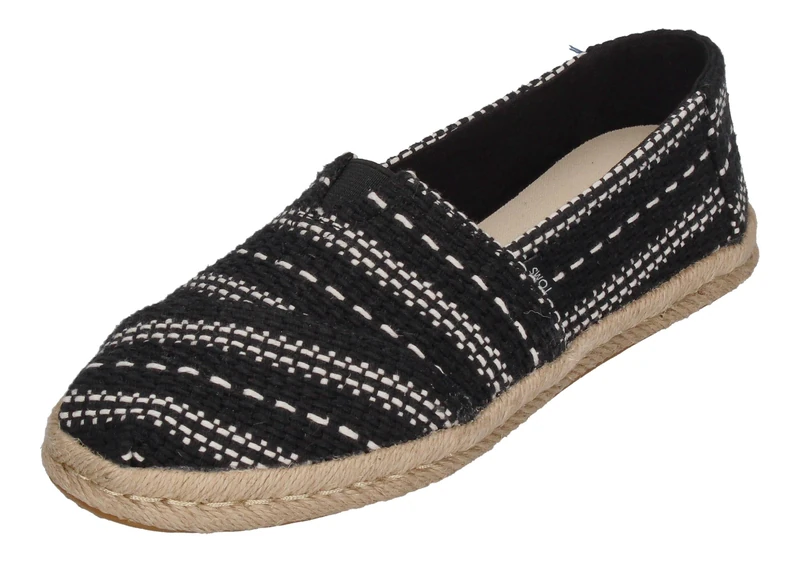 TOMS Women's Alpargata Rope Slip on Flats Loafer, Black Multi, 5.5 UK