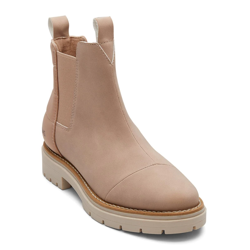 TOMS Women's Chelsea Lug Boots - Faux Leather & Nylon Puffer, Comfort Memory Foam, Durable TPR Outsole, Fashionable Ankle Boot Design