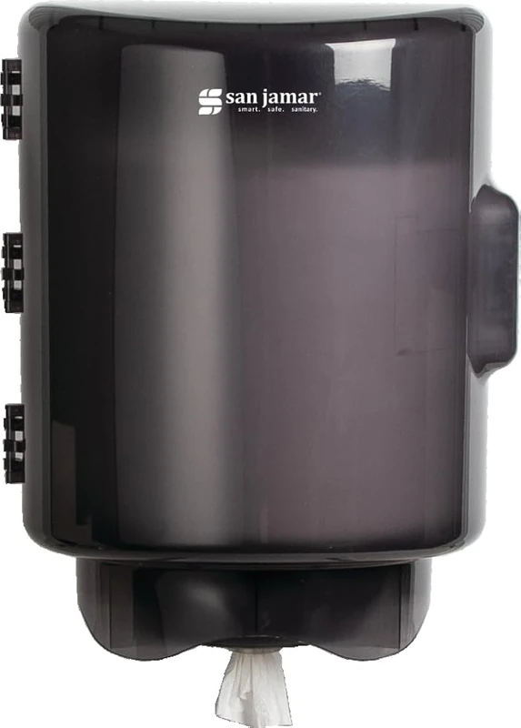 San Jamar Centerpull Towel Dispenser Paper Towel Dispenser with Adjustable Funnel for Bathroom, Kitchens, and Restaurants, Plastic, 13.25 x 10.75 x 10.25 Inches, Black