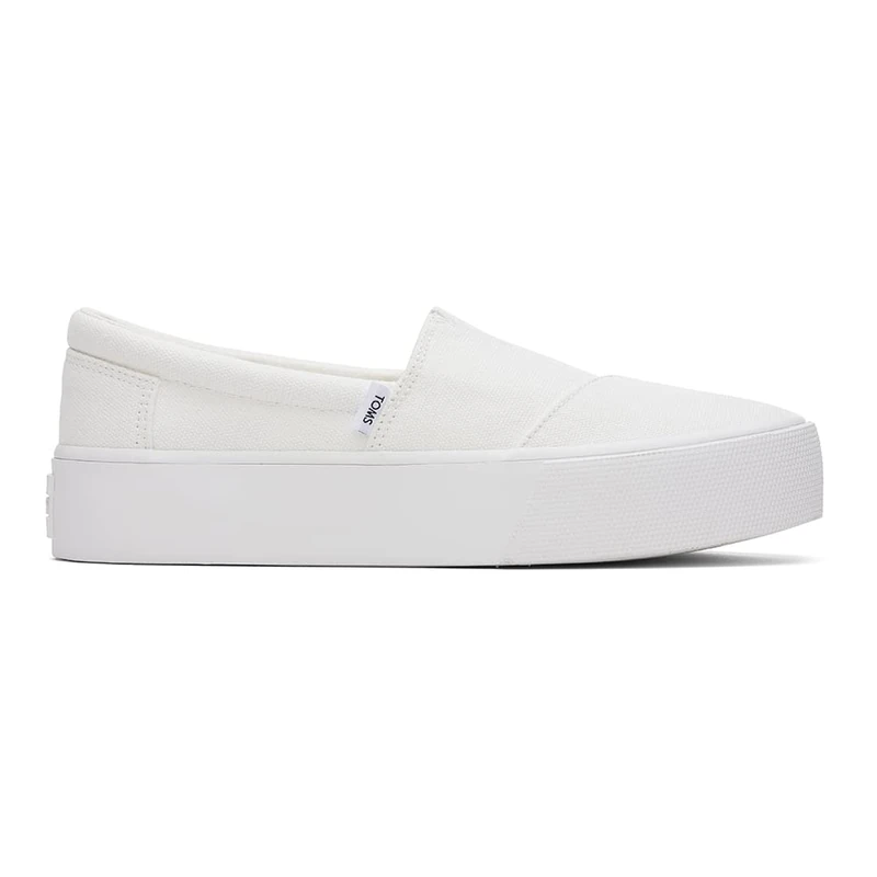 TOMS Women's Fenix Platform Slip-On Sneaker, White Washed Canvas, 7 UK