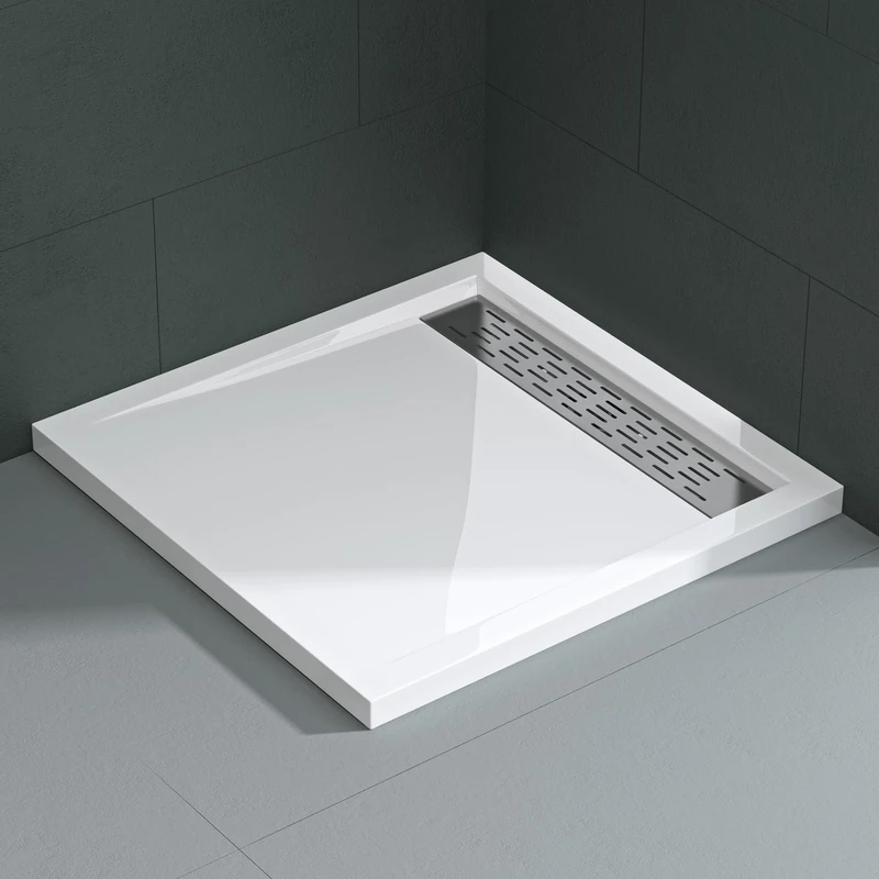 Mai & Mai Shower Tray Bathroom | Acrylic | Glossy White | Square Shower Tray | WDH: 90×90×5cm | Shower Base for Shower Enclosures Xetro04