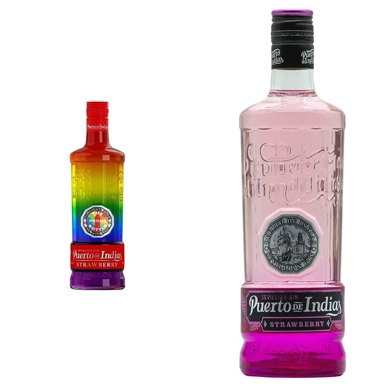 Gin Puerto de Indias - Unlimited Edition LGTBIQ+ Pride All Year - Strawberry Gin - 70 cl - 37.5% & Gin Puerto de Indias - Strawberry Premium Gin - Pink Gin with Natural Strawberries - 70cl - 37.5%