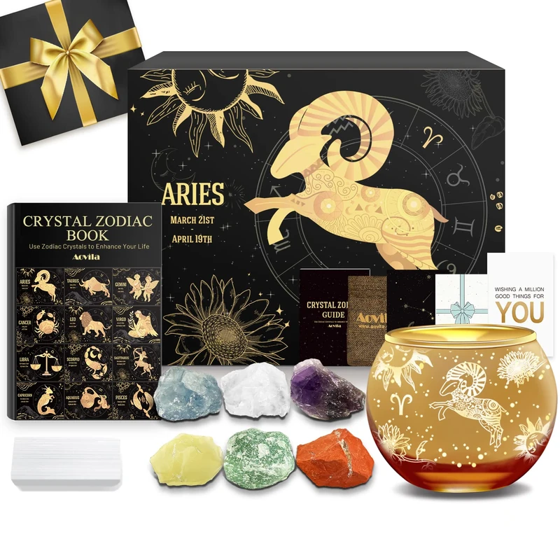 Aovila Aries Birthday Gifts for Women - Zodiac Crystal Set