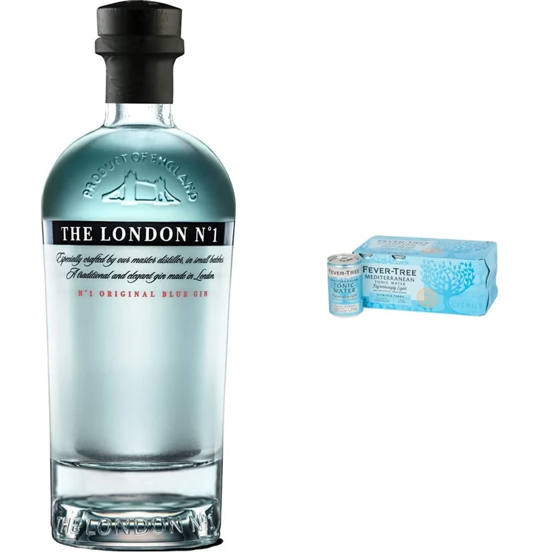 The London No.1 Gin, 70 cl & Fever-Tree Refreshingly Light Mediterranean Tonic Water 8 x 150ml (Pack of 3, Total 24 cans)