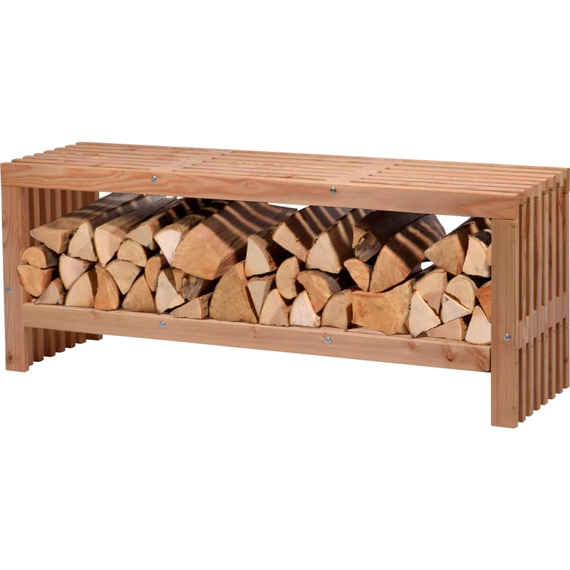 dobar Freja Garden Bench with Firewood Storage - Douglas Fir
