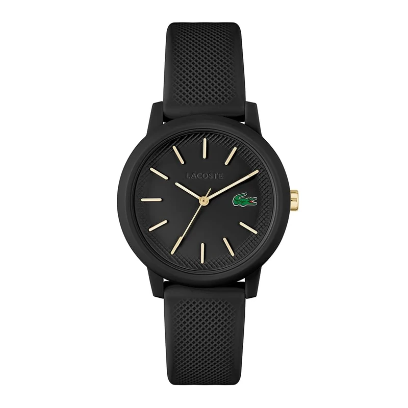 Lacoste Analogue Quartz Watch for Women LACOSTE.12.12 Collection with Black Silicone Bracelet - 2001212