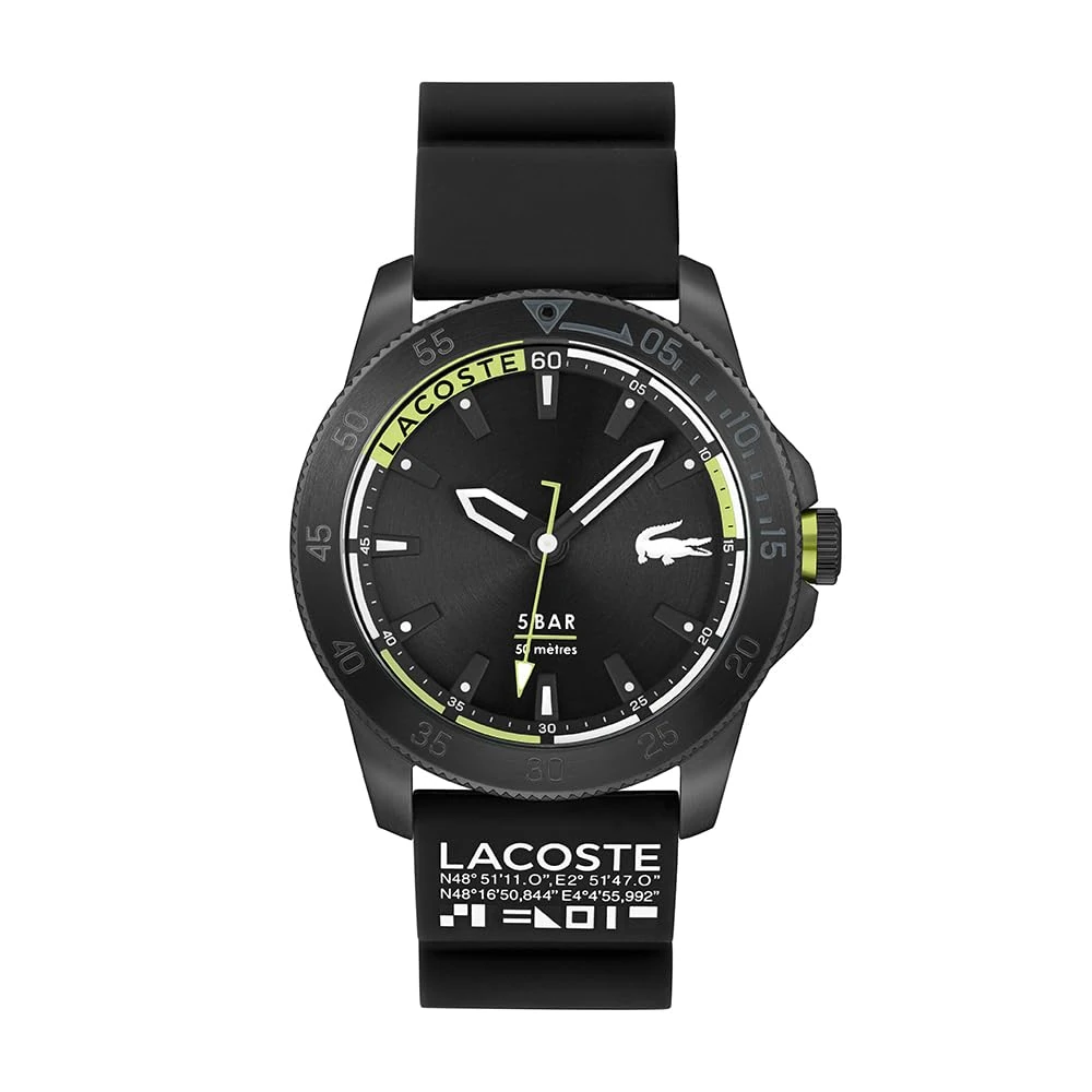 Lacoste Analogue Quartz Watch for Men Regatta Collection with Black Silicone Bracelet - 2011203