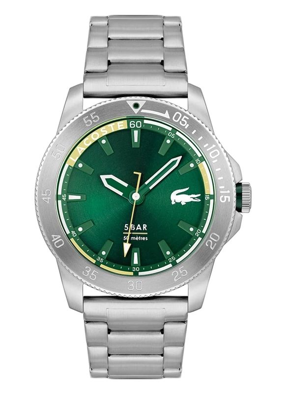 Lacoste Analogue Quartz Watch for Men Regatta Collection with Silver Stainless Steel Bracelet - 2011204