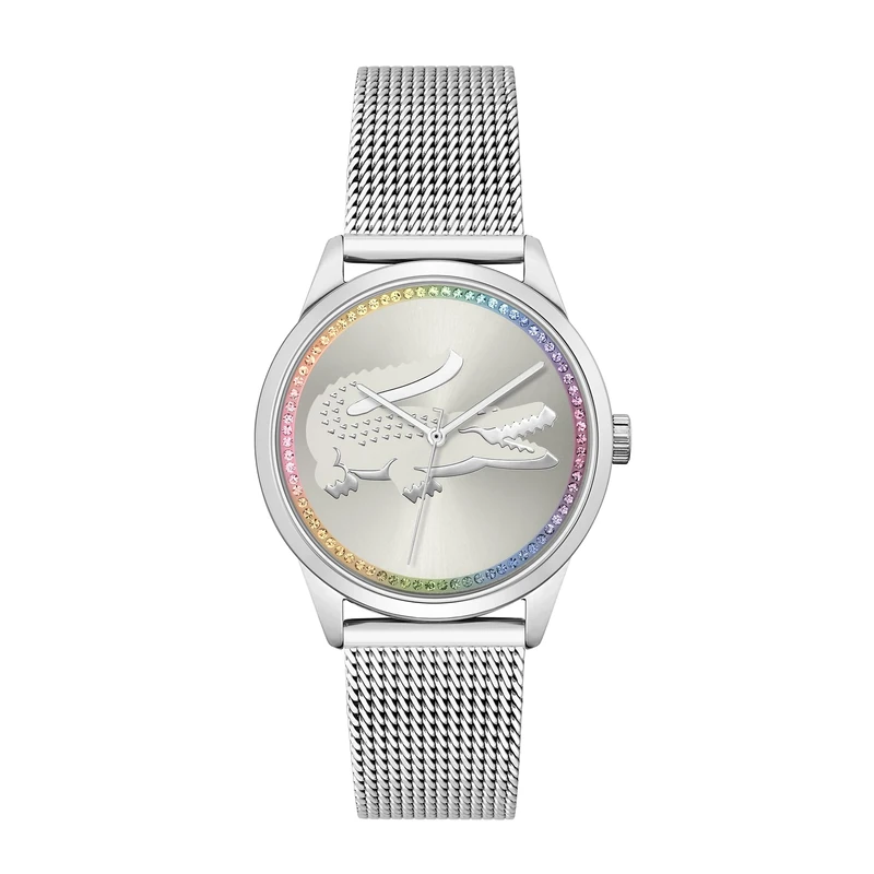 Lacoste Analogue Quartz Watch for Women LADYCROC Collection with Silver Stainless Steel Mesh Bracelet - 2001259