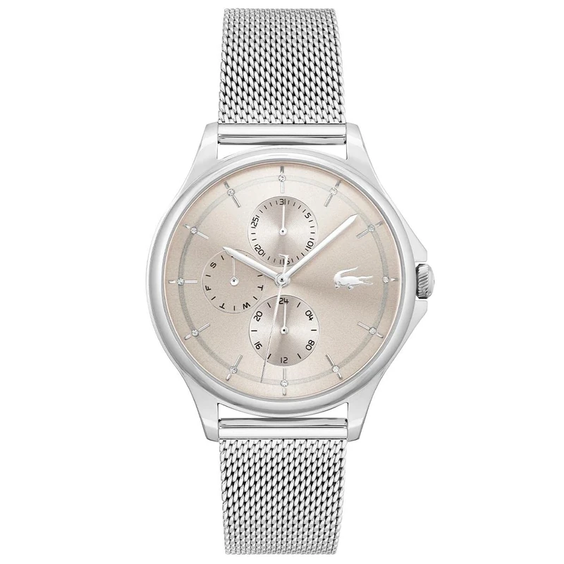 Lacoste Analogue Multifunction Quartz Watch for Women with Silver Stainless Steel mesh Bracelet - 2001237