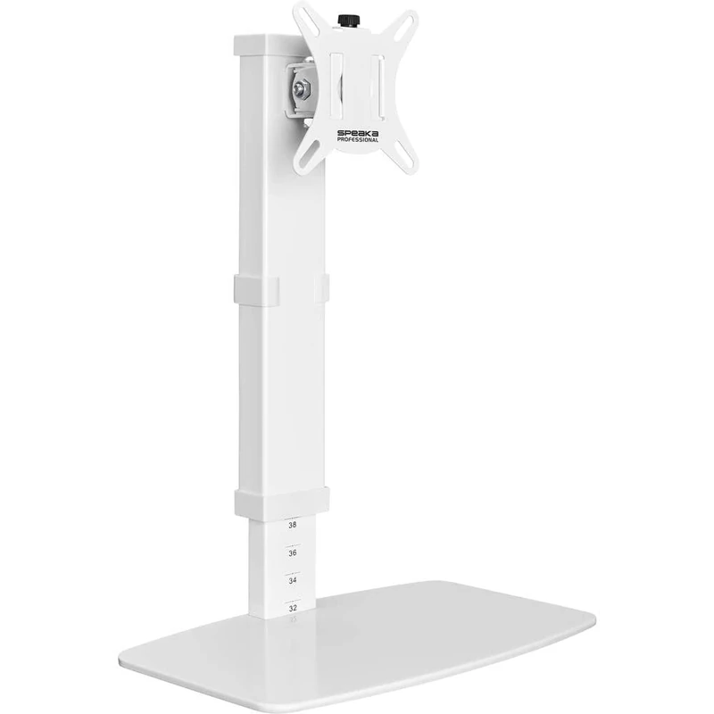 Speaka Professional SP-TMS-201 Single Monitor Stand 43.2 cm (17) - 81.3 cm (32) White Height Adjustable, Tiltable + Black