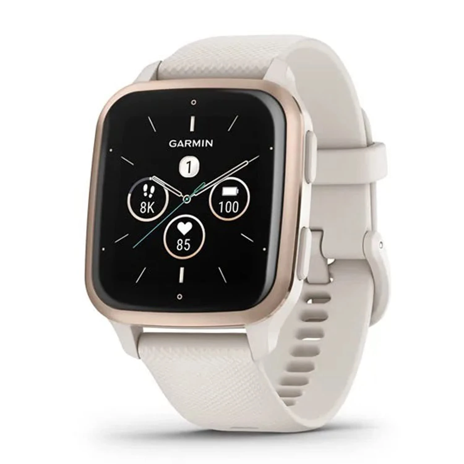 Garmin Venu Sq 2 (40 mm), AMOLED GPS Smartwatch, All-day Health Monitoring and Fitness Features, Music Storage, Sports Apps and More, Square Design Smartwatch with up to 11 days battery life, Ivory