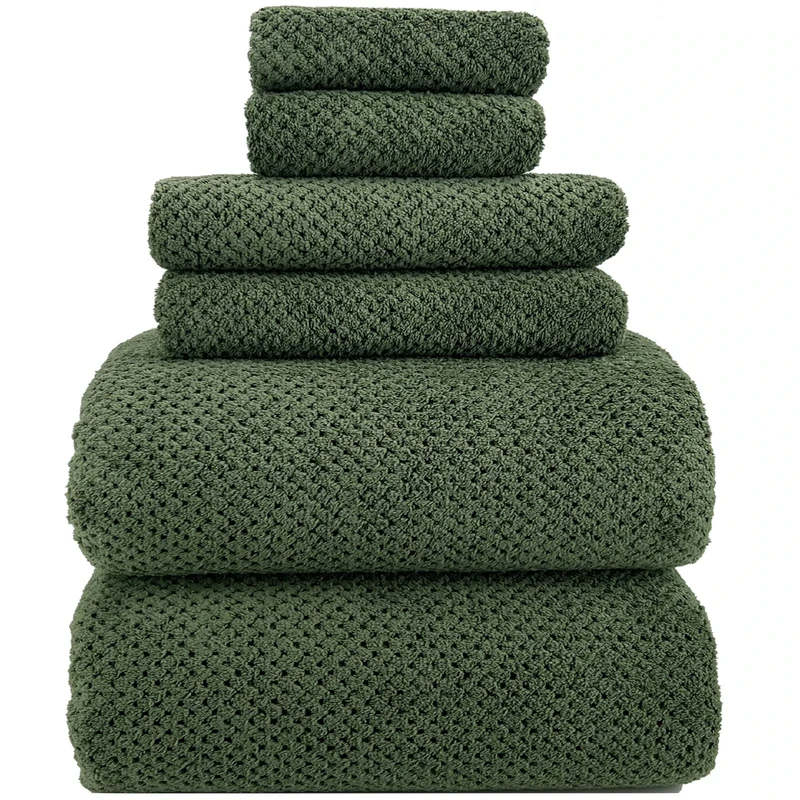 YTYC Towels,39x78 Inch Oversized Bath Sheets Towels for Adults Luxury Bath Towels Extra Large Sets for Bathroom Super Soft Highly Absorbent Microfiber Shower Towels 80% Polyester(Olive Green,6 Piece)