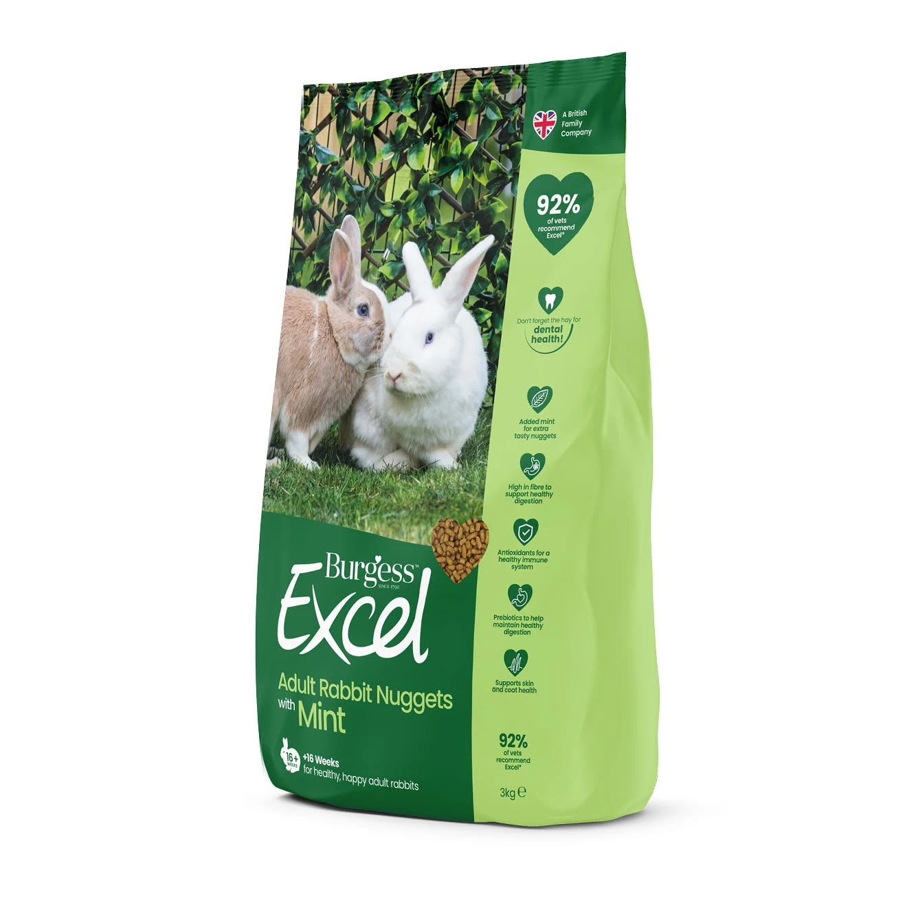 Burgess Excel Nuggets with Mint Adult Rabbit Food 3 kg