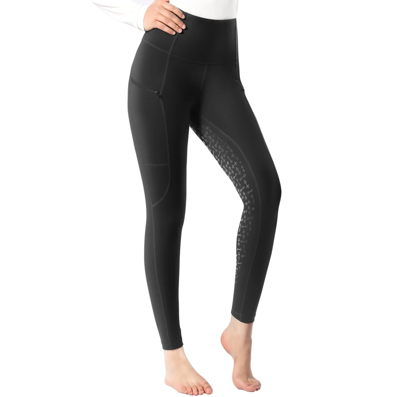 Harrison Howard Women's Full Seat Riding Tights Silicon Grip Horse Riding Tights Active Riding Equestrian Breeches, Classic Black, S - Image 1
