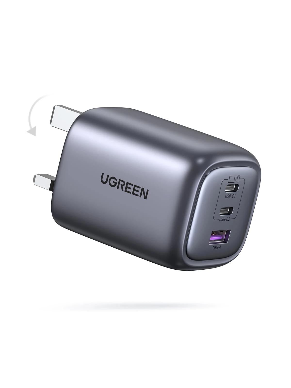 UGREEN USB C Charger, MacBook Charger Nexode 65W Foldable Fast GaN Charger 3-Port USB C Plug Support PPS/PD3.0 Compatible with MacBook Pro/Air, iPhone 17 Pro/Air/17/16/15, iPad, Galaxy S24/S23, etc