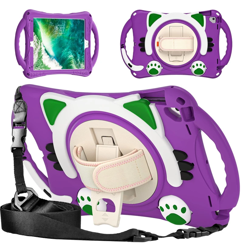 Case For Tab A7 10.4 T500/T505/T507/T505N With Screen Protector Pencil Holder Kickstand Hand/Shoulder Strap. Protective Tablet Cover Purple