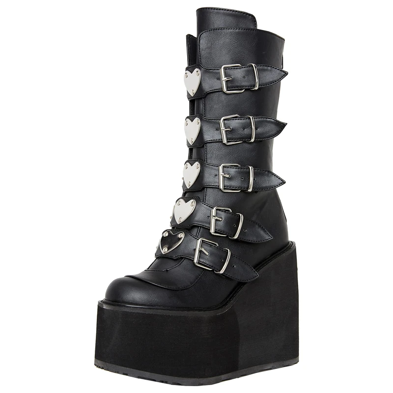 YIYA Women's Lace Up Glitter Round Toe Ankle Booties Chunky Low Heel Combat Boots, Black, 6.5 UK - Image 1