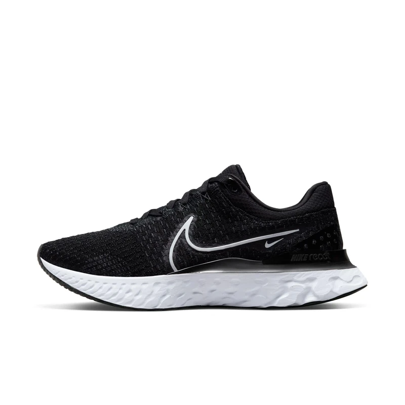 NIKE Men's React Infinity Run Flyknit 3 Sneaker, Black/White, 9.5 UK