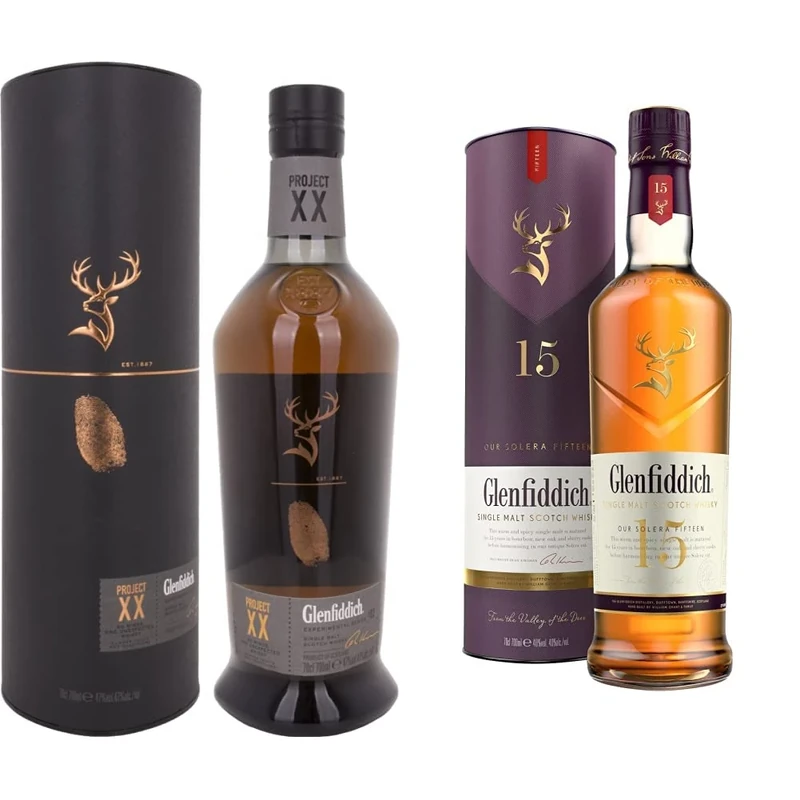 Glenfiddich Project XX Single Malt Scotch Whisky, 70cl & 15 Year Old Single Malt Scotch Whisky – 70cl