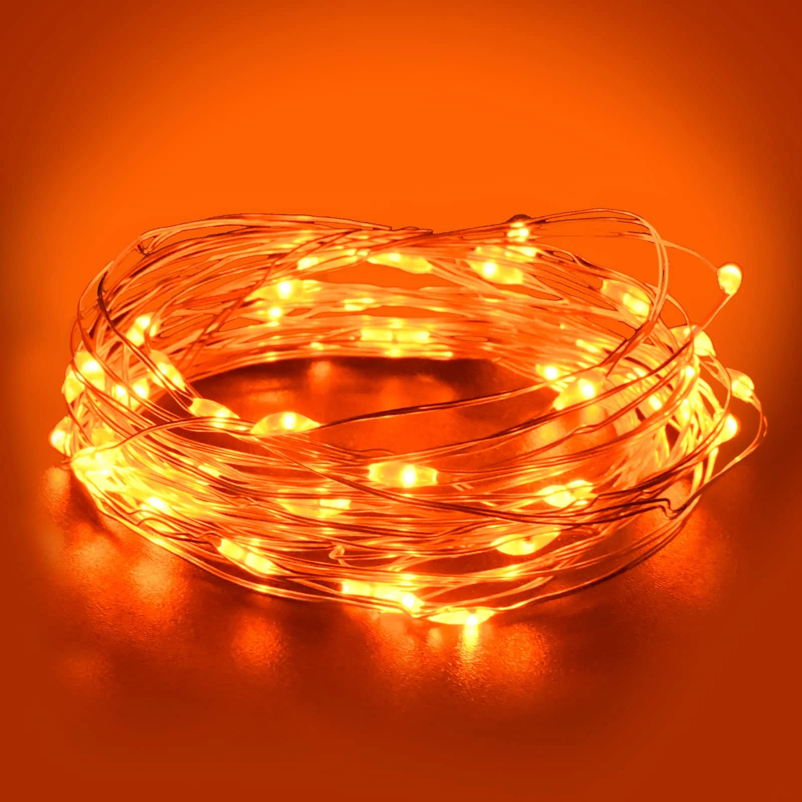 Dalugo Orange Fairy Lights, 3M/10ft Amber Fairy Lights, 30 LED Halloween Battery Lights for Autumn Halloween Christmas Decorations, Fireplace, Home Decor