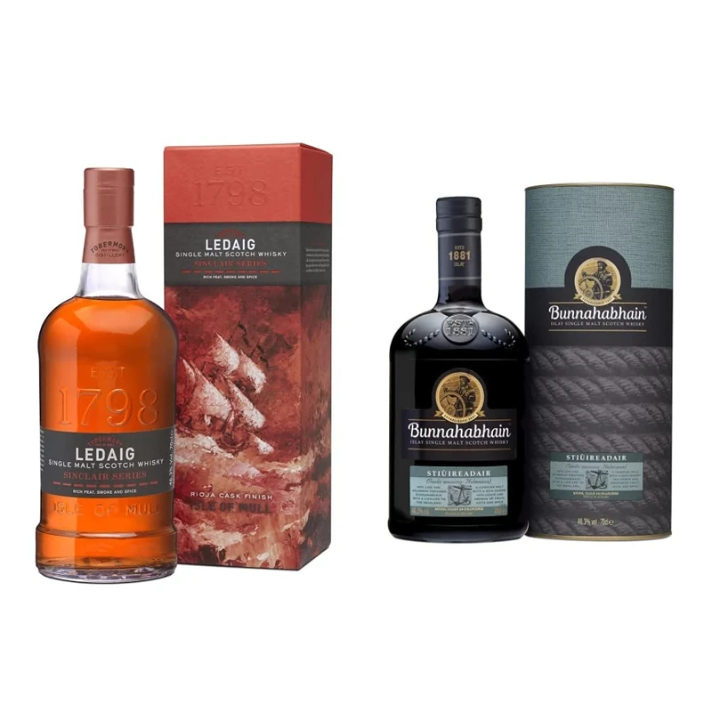 Ledaig Sinclair Series Rioja Cask Finish Single Malt Scotch Whisky, 700ml & Bunnahabhain Stiuireadair Islay Single Malt Scotch Whisky 700 ml