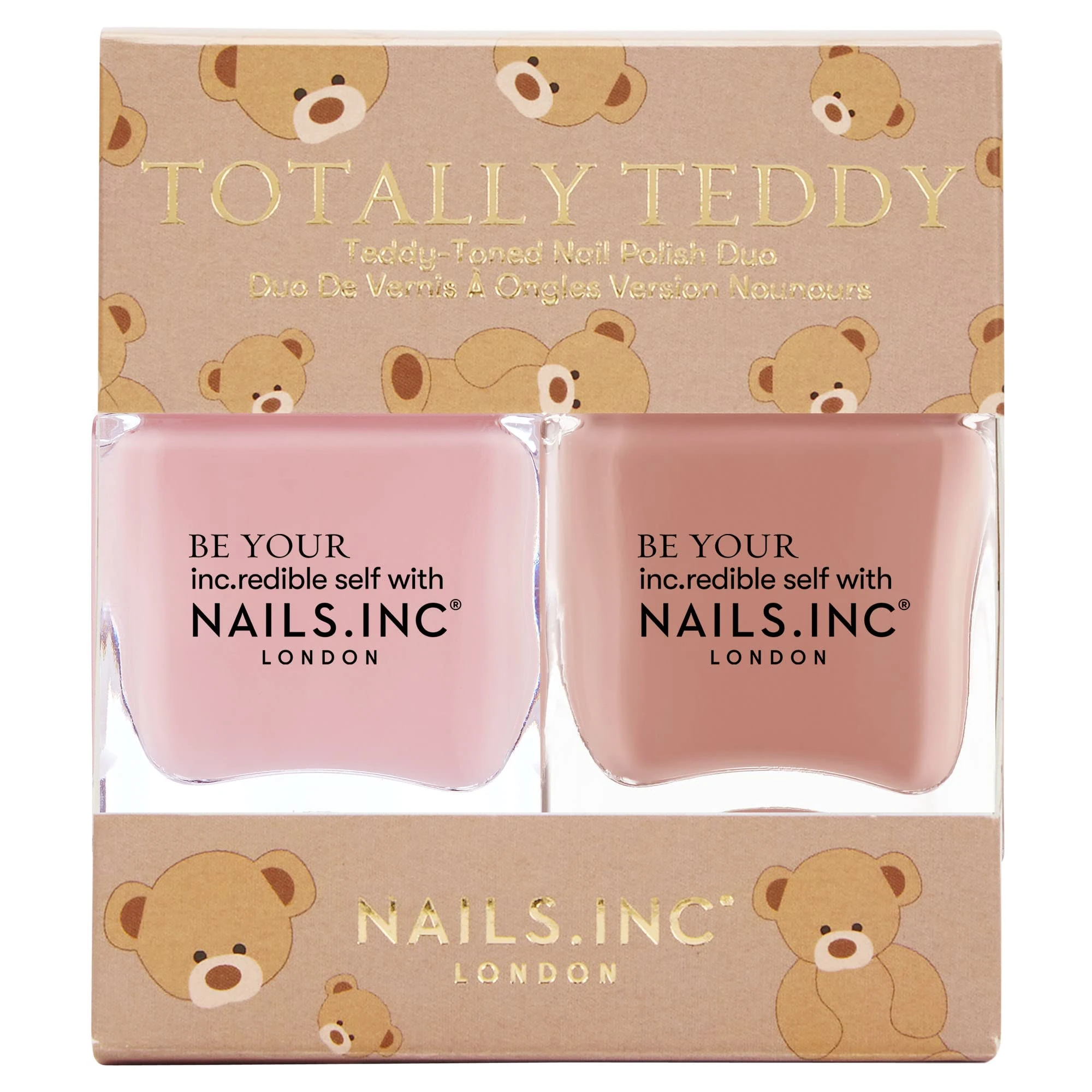 Nails Inc Totally Teddy Nail Polish Duo, 28ml