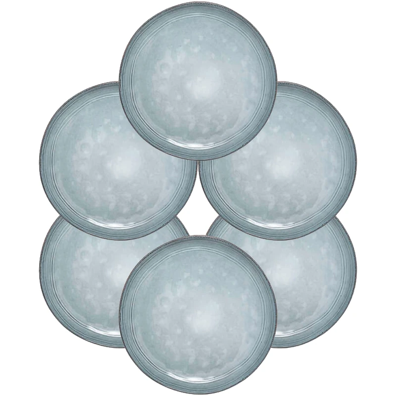 WELL HOME MOBILIARIO & DECORACIÓN Set of 6 Dinner Plates Flower Blue D. 26.5 cm.