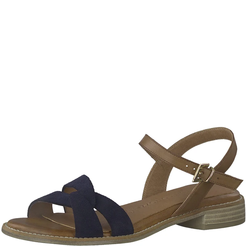 MARCO TOZZI Women's 2-2-28123-20 Leather Sandals, Navy Comb, 38 EU, Navy Comb, 6 UK