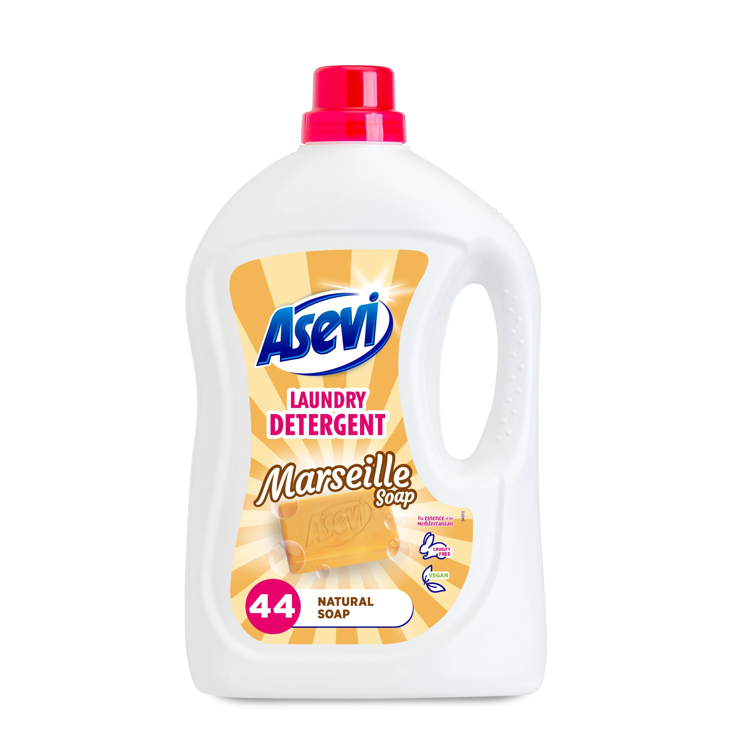 Asevi Laundry Detergent, Washing Liquid Detergent, Laundry Cleanser, 2376 ml, 44 Washes, Marseille Soap