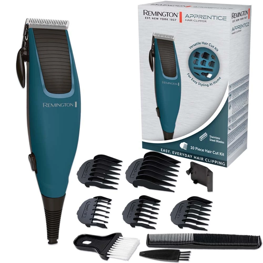 Remington Hair Clipper - Self-Sharpening Stainless Steel Blades: 0.5-18 mm - Adjustment Lever, Mains Operated, Hair Trimmer Set: 5 Accessory Combs, Hairdressing Set, Hair Clipper HC5020