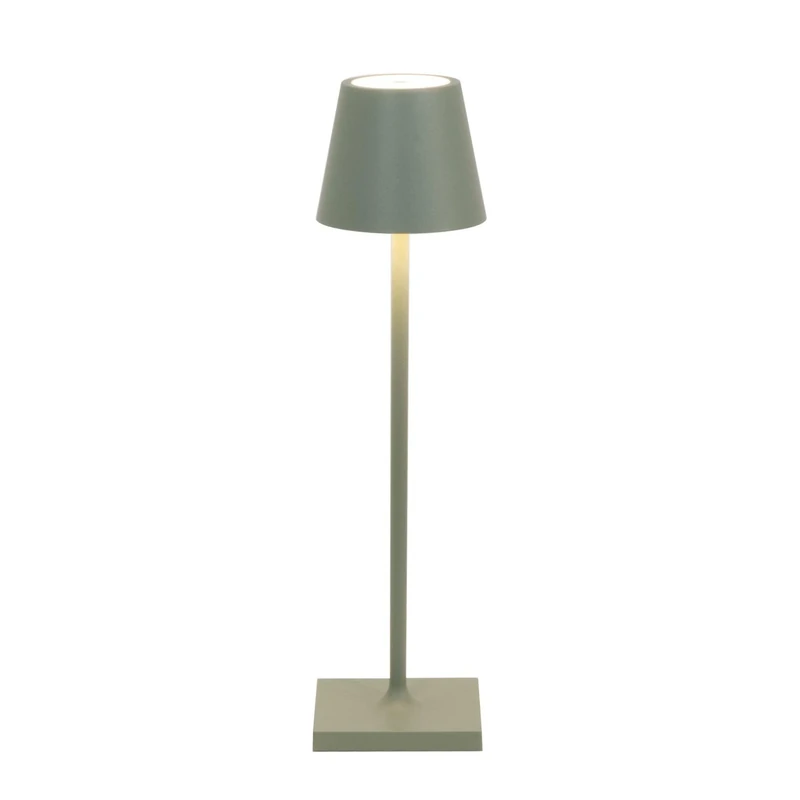 Zafferano, Poldina Micro Lamp, Rechargeable Cordless Table Lamp with Touch Controls, Suitable for Interior and Outdoor, Dimmer, 2200-3000 K, Height 27.5 cm, Sage Green Colour