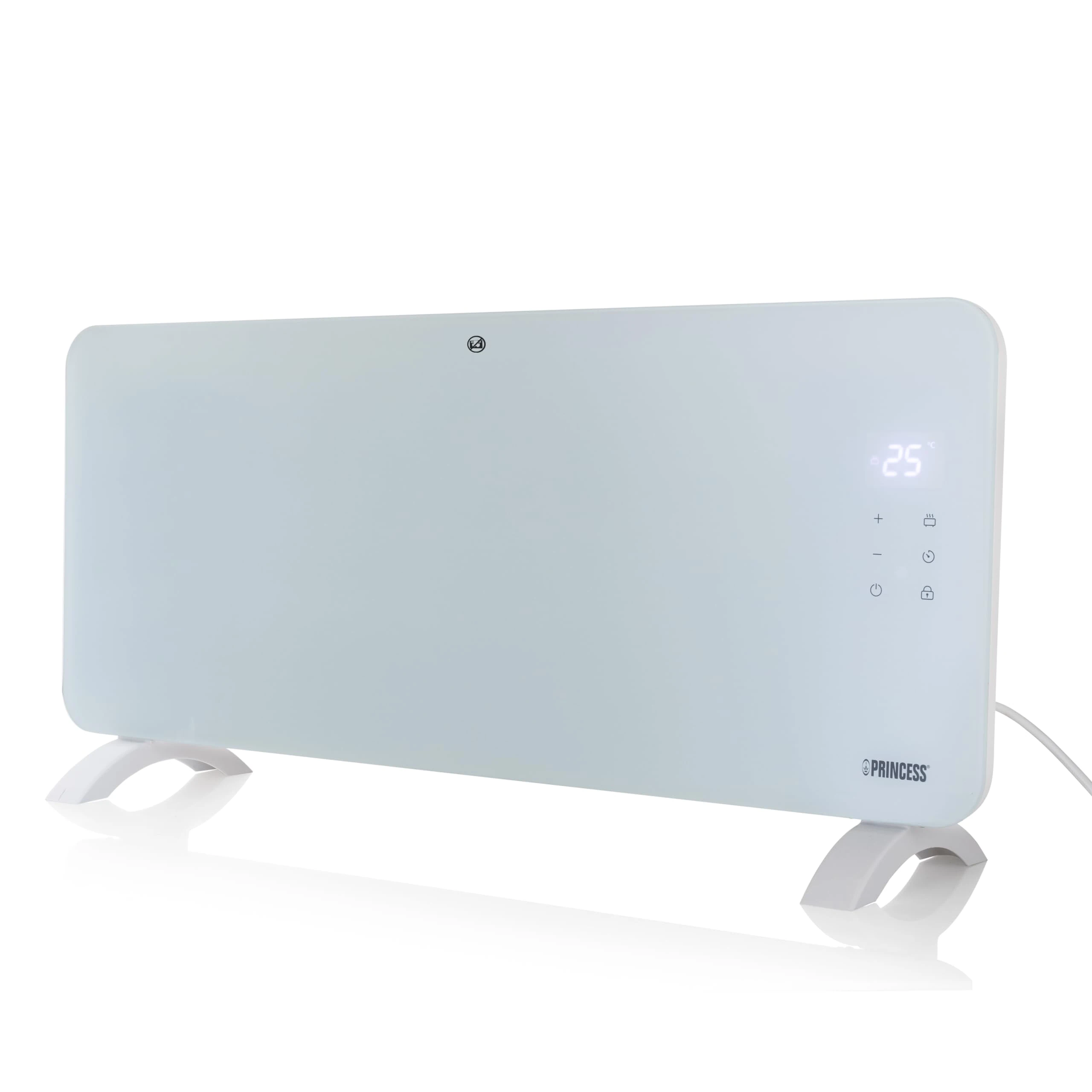 Princess connected electric heater - Convection heating - Manual, app or voice control - Free app - Glass panel - 2000 W - White - 348201