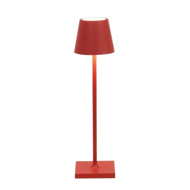 Zafferano, Poldina Micro Lamp, Rechargeable Cordless Table Lamp with Touch Controls, Suitable for Interior and Outdoor, Dimmer, 2200-3000 K, Height 27.5 cm, Red Colour