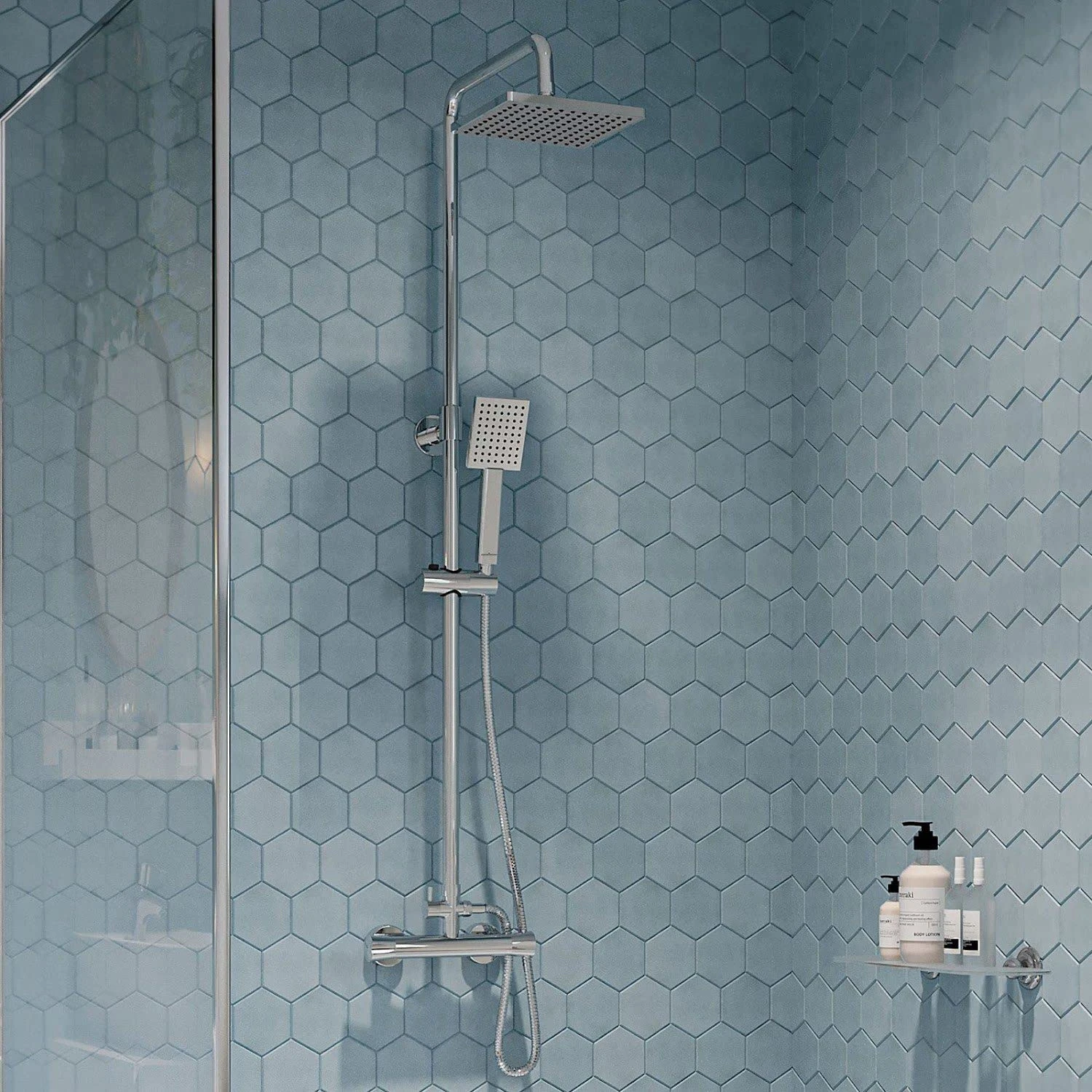 Gainsborough GDSE Thermostatic Bar Mixer Shower with Adjustable & Drencher Heads Square Chrome Modern 1 Spray Pattern