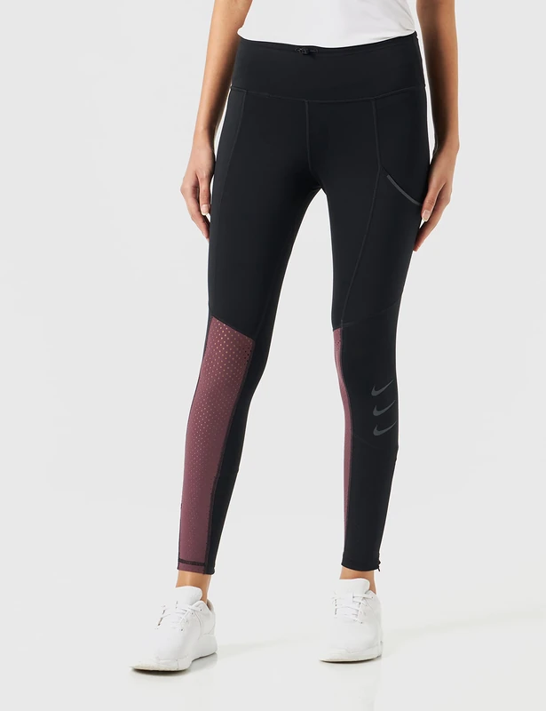 Nike DD5396-011 Dri-FIT Run Division Epic Luxe Leggings Women's Black/Dark Wine/Black L