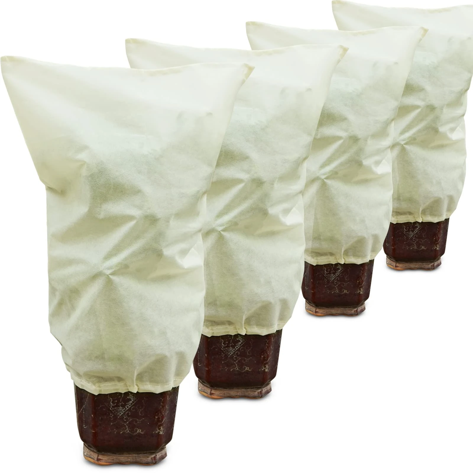 Muzhira 4pcs Plant Fleece Frost Protection Jackets, 50gms 60cm x 80cm Winter Garden Fleece Bag, Plant Cover for for Potted Plant Winter Plant Protection, From Birds and Insects