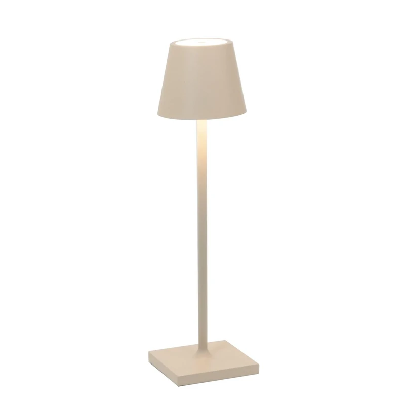 Zafferano, Poldina Micro Lamp, Rechargeable Cordless Table Lamp with Touch Controls, Suitable for Interior and Outdoor, Dimmer, 2200-3000 K, Height 27.5 cm, Sand Colour