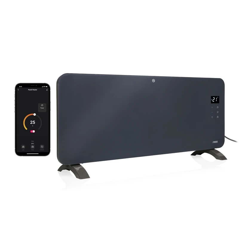 Princess connected electric heater - Convection heating - Manual, app or voice control - Free app - Glass panel - 2000 W - Grey - 348202