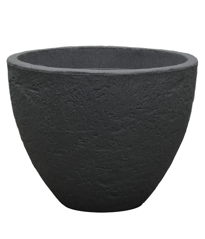 Dehner Stone Plant Pot Diameter 50 cm Height Approx. 39 cm Plastic Anthracite