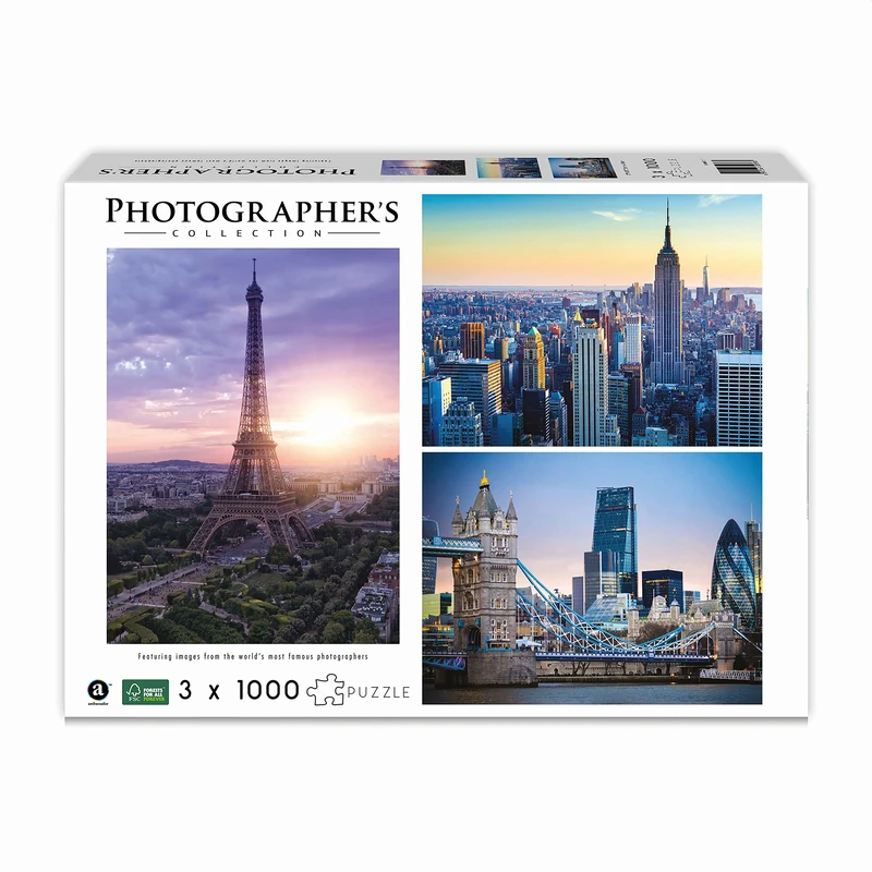 Ambassador 7230958 Landmarks, 3 x 1000 Pieces Puzzle Set for Adults and Children from 12 Years, Photographer's Collection