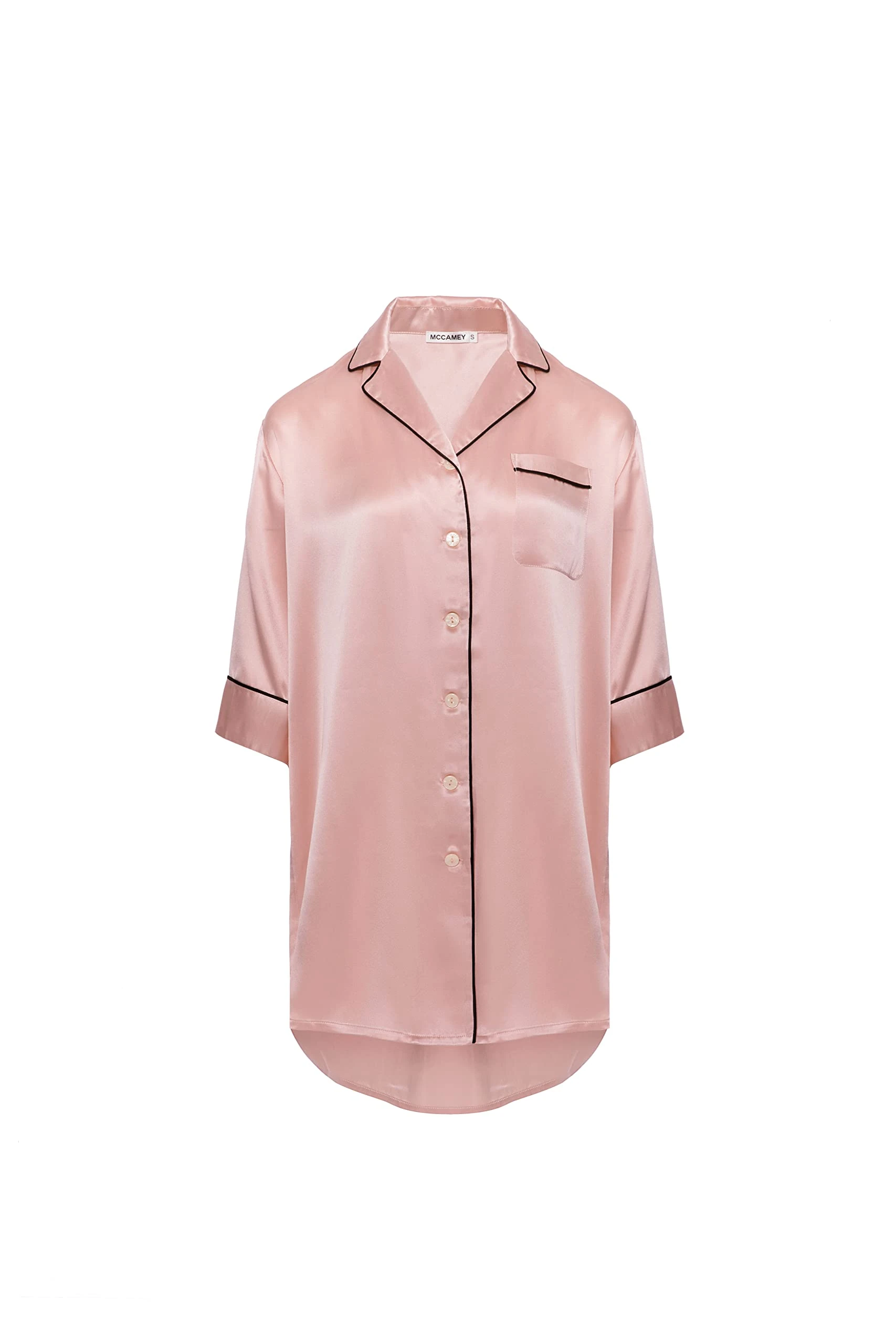 MCCAMEY Womens Silk Nightwear Nightdresses Nightshirts Pink(M)