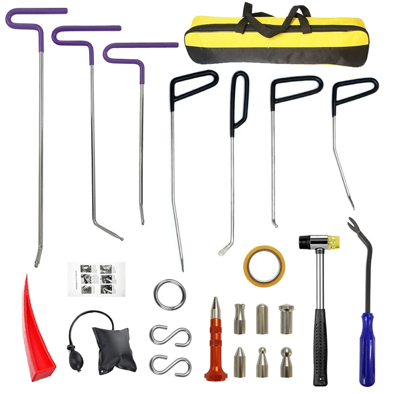 CYGOODS 22 Pcs Paintless Dent Repair Rods, Hard Spring Steel Dent Rods, Dent Repair Tools, Professional Hail Dent Removal Tool for Minor Dents, Door Dings,Hail Damage,Linear Dent and Large Dent