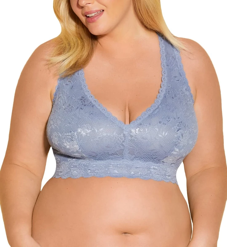 Cosabella Women's Say Never Ultra Curvy Racie Racerback Bralette Plunge Bra, Opaque, Blue Diamond, S