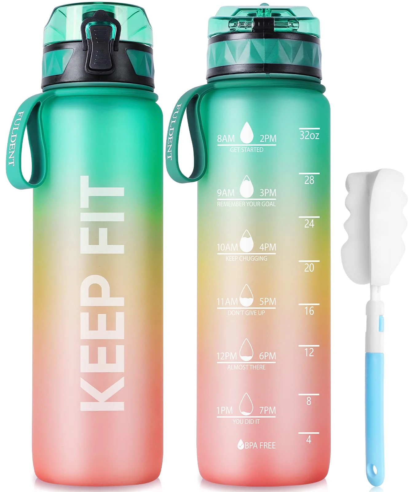 FULDENT Sports Water Bottle 1L Leakproof Design Water Bottle, BPA Free Tritan Plastic Drinking Bottle for Teenager, Adult, Sports, Hiking, Gym, Fitness, Outdoor, Cycling, School & Office