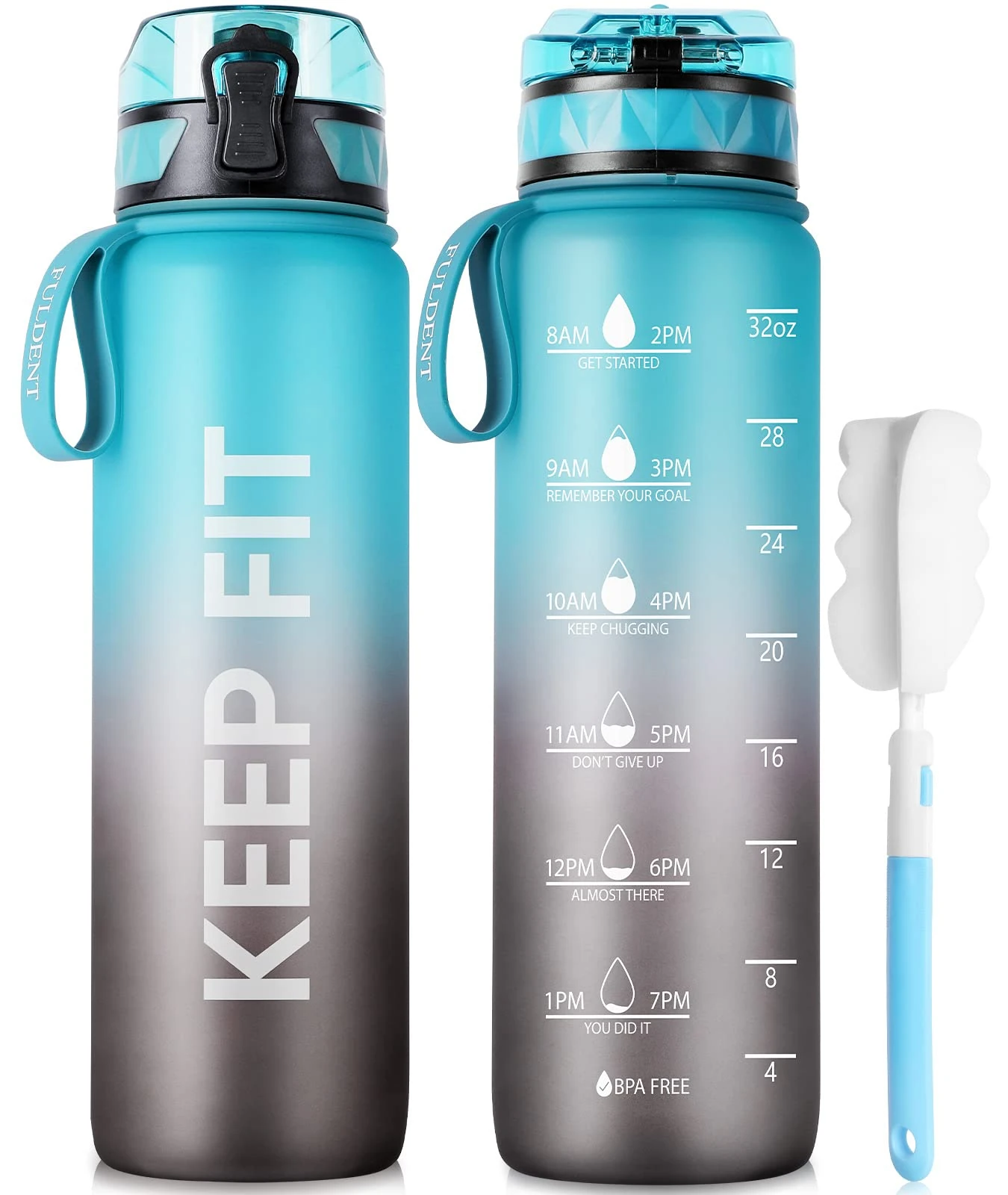 FULDENT Sports Water Bottle 1L Leakproof Design Water Bottle, BPA Free Tritan Plastic Drinking Bottle for Teenager, Adult, Sports, Hiking, Gym, Fitness, Outdoor, Cycling, School & Office