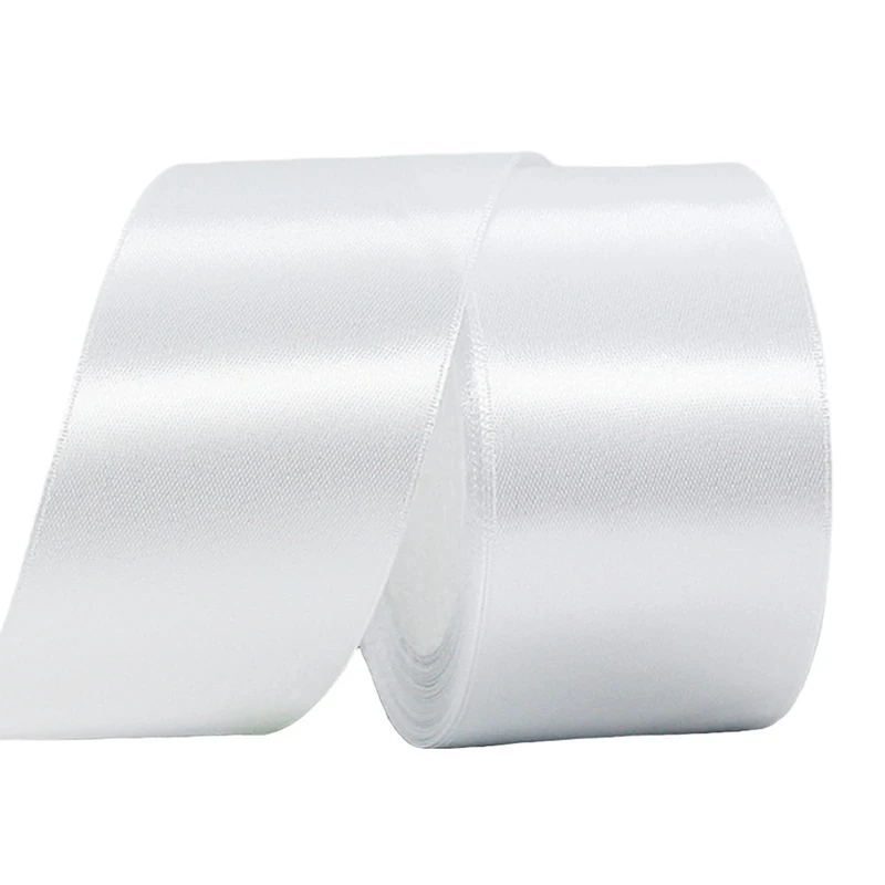 50mm Wide White Ribbon Thick Wedding Car Ribbon 22m, 2 inch Thick White Satin Ribbon for Gift Wrapping Wedding Car Christmas Birthday Cake Hair Bow Florist Bouquet Crafts Decorations
