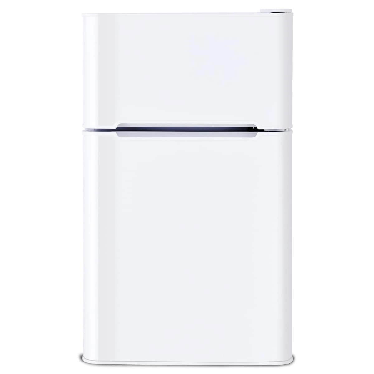 TANGZON 90L Under Counter Fridge Freezer, Low Noise, Reversible 2 Door Freestanding Refrigerator with Adjustable Thermostats & Feet, Removable Shelves, LED Light, for Home Office (White)