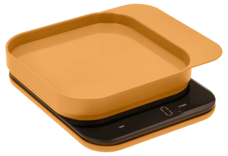 Rosti Mensura Kitchen Scale, Household Scale, Baking Scale, Digital Kitchen Scales with Bowl and Tare Function, Maximum Weight 10 kg, 16.5 x 20.3 x 3.5 cm, Curry - Image 1